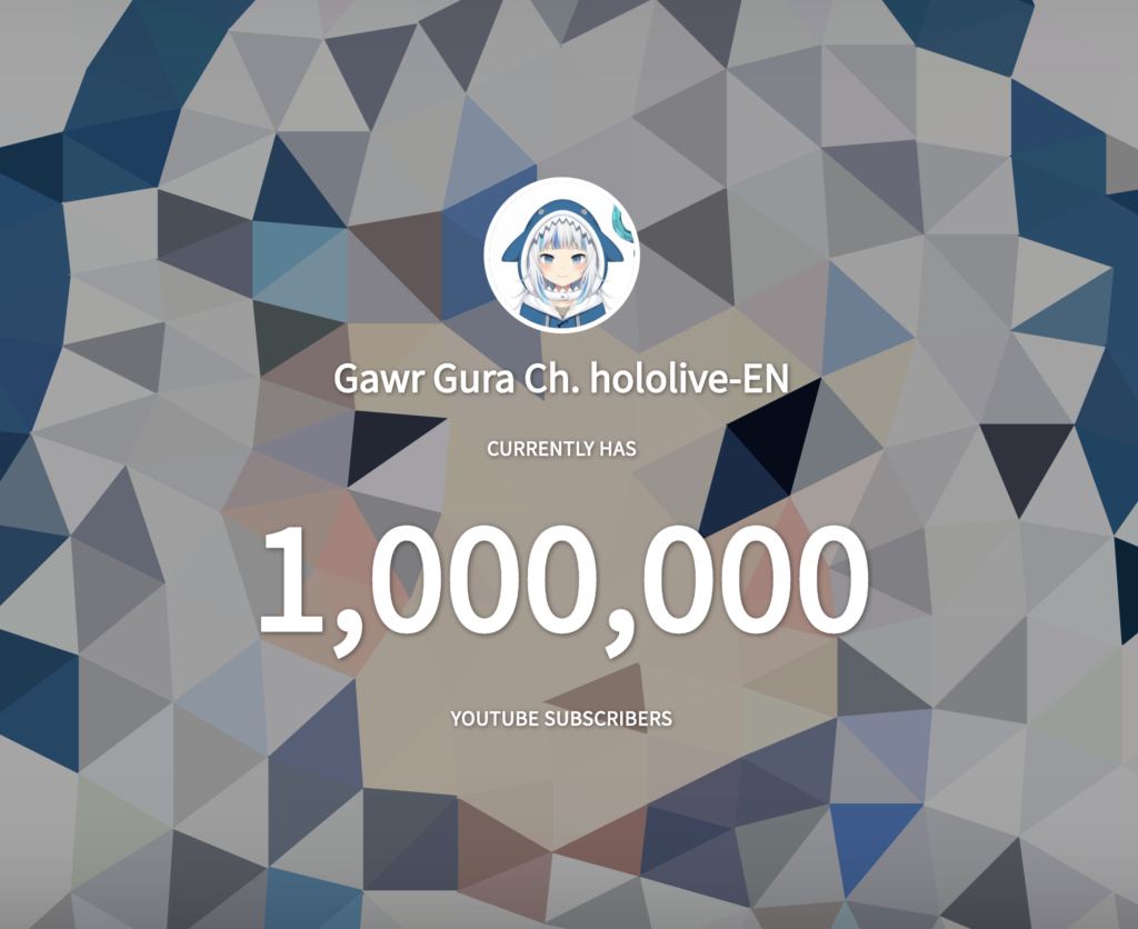 image 26 Gawr Gura(ガウル・グラ）サメちゃんがホロライブ初のチャンネル登録者数100万人達成！！！！