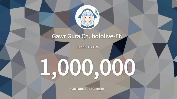 Gawr Gura(ガウル・グラ）サメちゃんがホロライブ初のチャンネル登録者数100万人達成！！！！